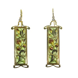 Plique Ajour Esmalte Art Nouveau Vidrieras Pendientes Emaille a Fenetre, 1900s imagen 2