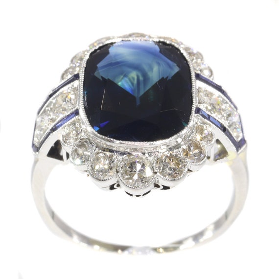 Vintage Platinum Art Deco Diamond Ring with Natur… - image 4