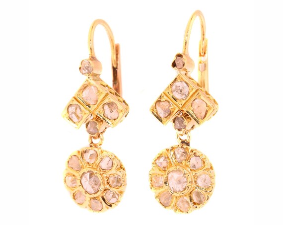 Vintage Diamond Gold Earrings, 1930s
