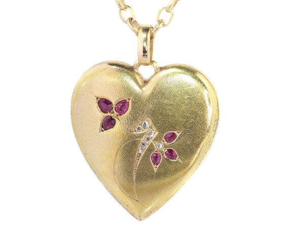 Victorian Yellow Gold Heart Shaped Locket set with