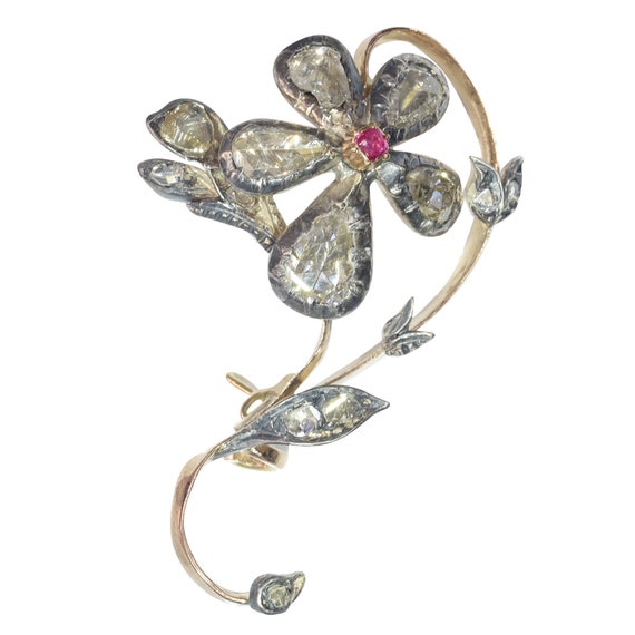 Vintage antique Victorian flower branch brooch se… - image 4