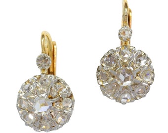 French vintage Belle Epoque Art Deco diamond earrings