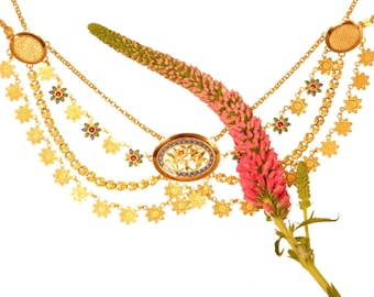 French Antique Gold Necklace with Enamel so-called Collier d'esclave, 1810s