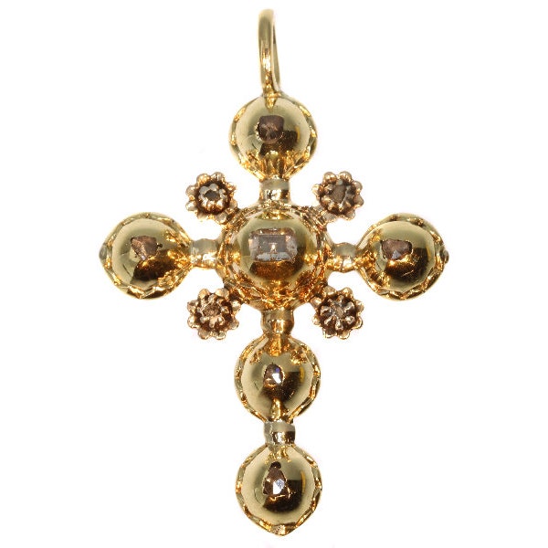 Croix diamant, croix ancienne, croix pendentif, croix chrétienne, croix or jaune, croix argent, croix 18ème siècle