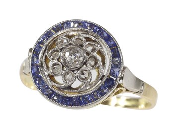 Vintage Art Deco diamond and sapphire ring