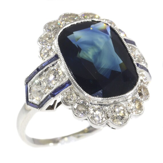 Vintage Platinum Art Deco Diamond Ring with Natur… - image 8