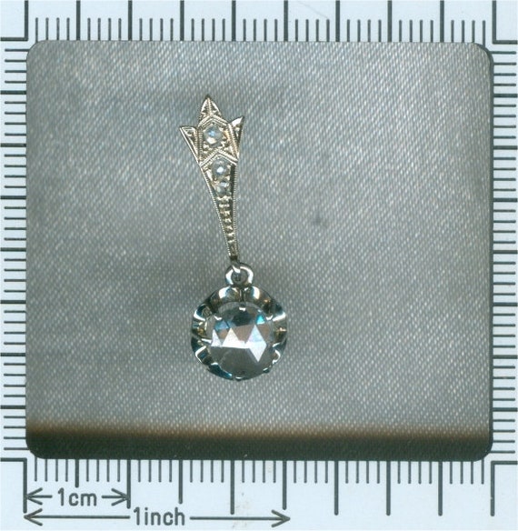 Pendentif Art Déco En Or Rose 18k Avec Diamant Ancien 0,10 Carats – Années 1920, Occasion, Sans Marque
