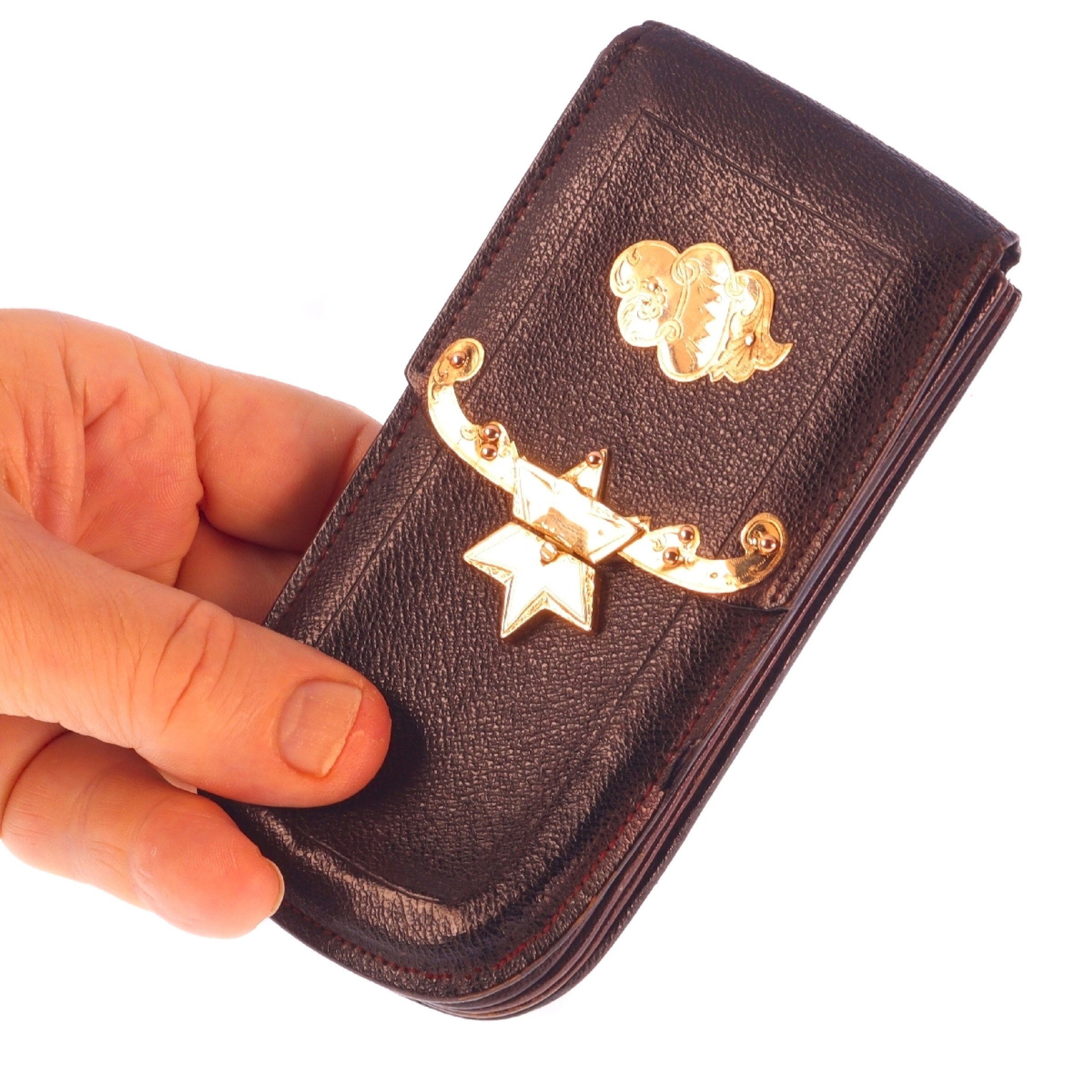 Krachtcel Ontembare ik ben gelukkig Nederlandse antieke leren portemonnee met gouden beslag en - Etsy België