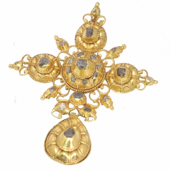 17th Century Gold and Diamond Baroque Cross Pendant, … - Gem