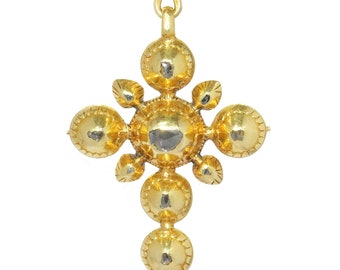 Antique 18th Century gold diamond cross pendant