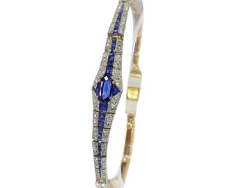 High Quality Dutch Art Deco Sapphire and Diamond Bracelet Wrist Candy, 1920s