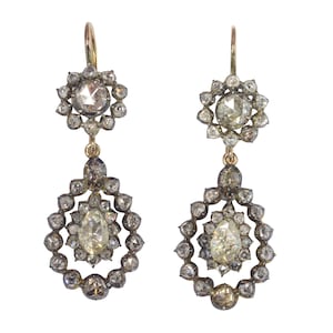 Antique Georgian diamond long pendent earrings