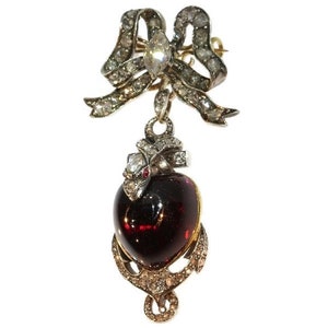 Victorian Antique Garnet and Diamond Snake Pendant Brooch - Etsy