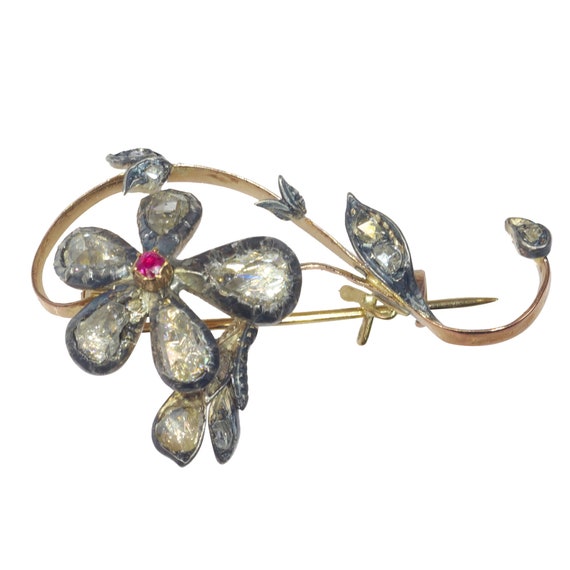 Vintage antique Victorian flower branch brooch se… - image 6