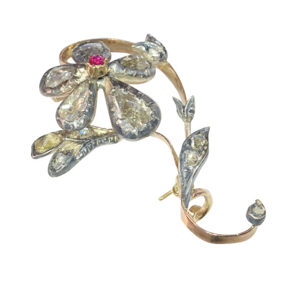 Vintage antique Victorian flower branch brooch se… - image 3