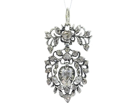 Antique Rococo Flemish Diamond Heart Pendant, 1700s