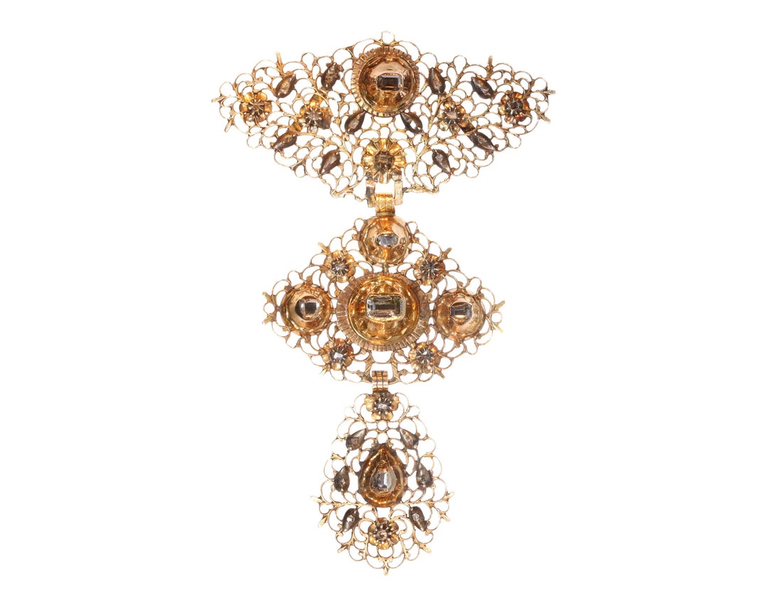 18th Century Antique Filigree Gold Cross Pendant With Table Cut ...