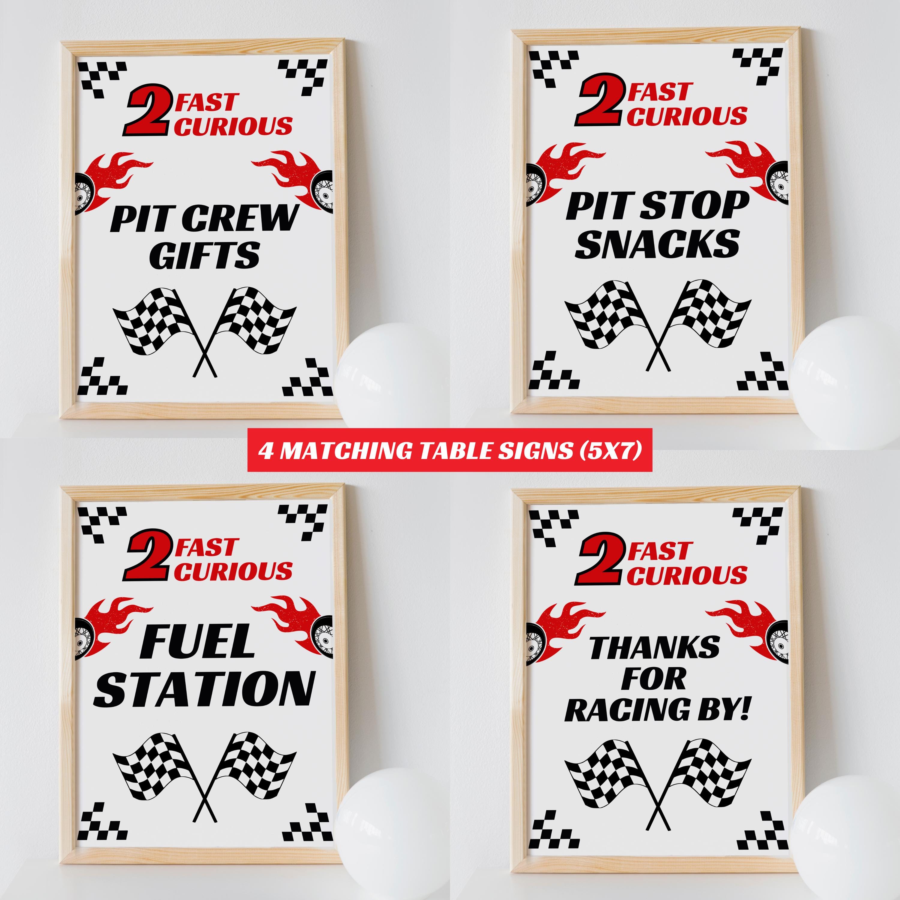Editable Race Car Birthday Party Signs Bundle, 2 Fast 2 Curious, Boy ...