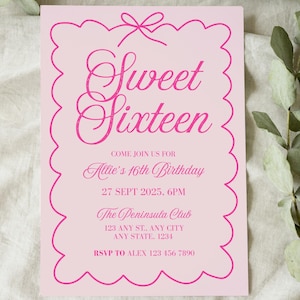 Bearbeitbar Sweet Sixteen Geburtstag einladen, Sweet 16 Einladung, 16. Geburtstag Einladung zum Abendessen, 16 Party Dekor, Blush Pink elektronisch einladen