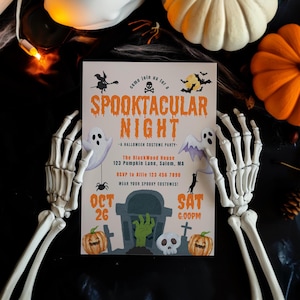 Retro Halloween Invitation, Costume Party Invite, Spooky Invitation Template, Halloween Animated Digital Invite, Spooky Celebration