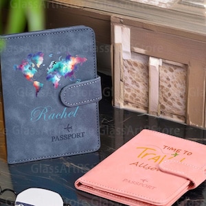 Funda de cuero personalizada para pasaporte, regalo de mudanza, billetera de viaje, funda de cuero con monograma, organizador de viaje personalizado, regalo para él