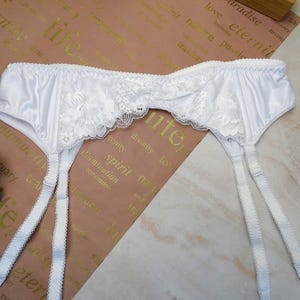 Garter belt 4 garters for bride, wedding vintage style silk lingerie with garters for stockings, best handmade personalized gift