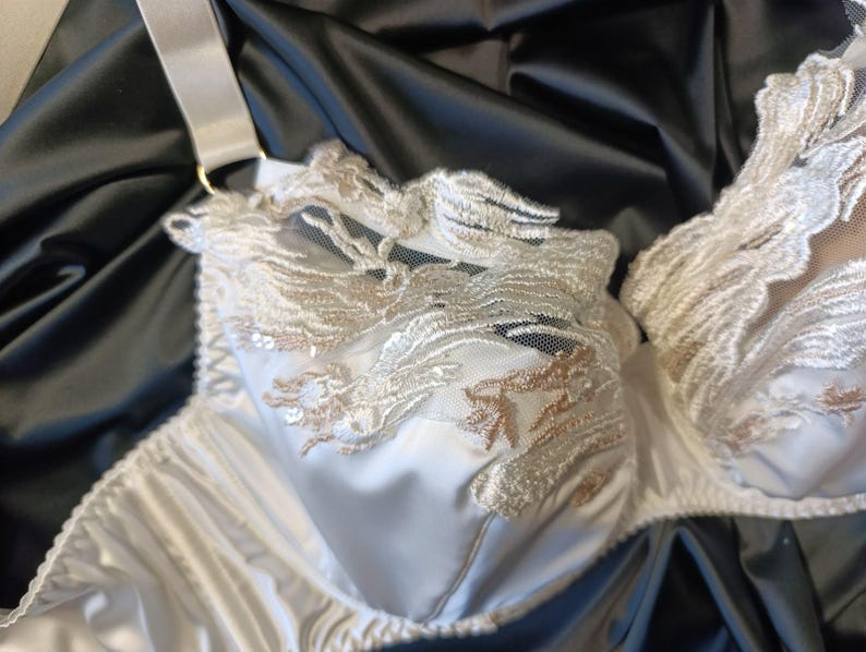 Vintage Style Silk Wedding Bra, Embroidered Satin Lingerie - Etsy