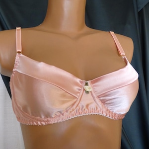 Satynowy biustonosz sissy pink, bielizna femboy dla mężczyzn sissy underwear - najlepszy ręcznie robiony prezent