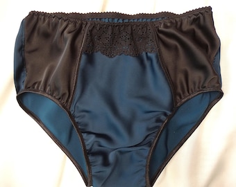Bicolor silk high waist panties sexy briefs for men lace silk mens sissy lingerie