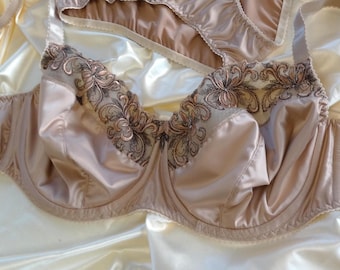 Wedding Silk Bra, Embroidered Satin Lingerie, Handmade