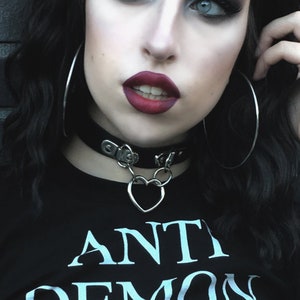 Schwarzer Doppel D und Herz Ring Choker - Gothic Halsband, Grunge Halskette, Valentinstag Schmuck