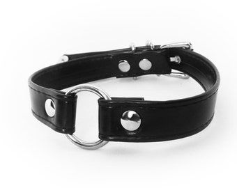 Black Faux Leather O-Ring Choker - Goth Punk Collar, Grunge Girl Jewellery