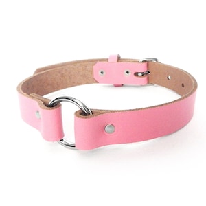 Pink Leather O-Ring Choker - Pastel Goth Collar, Emo Girl Necklace