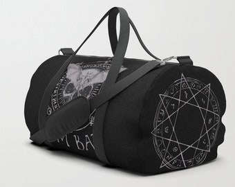 Gym Bat Skull Duffle Bag, Gothic Gym Bag, Gothic Yoga Bag, Gothic Workout Bag, Health Goth Gym Bag, Health Goth Duffle Bag, Occult Gym Bag