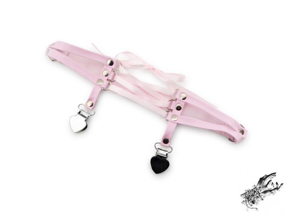 Pink Corset Lacing Thigh Garter - Ribbon Garter, Pastel Goth Fashion, Kawaii Lingerie
