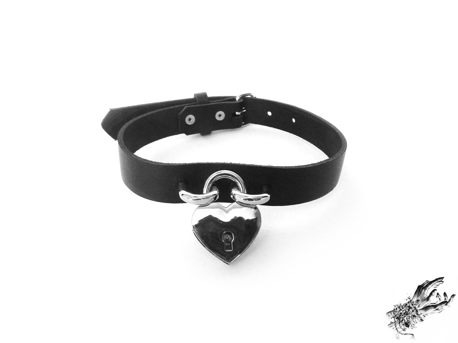 Succuba Padlock Choker Collar - Heart Lock Necklace With Key For Women & Men