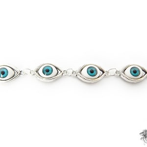 Antique Silver Evil Eye Choker Necklace, Evil Eye Necklace, Eyeball Necklace, Blue Evil Eye Necklace, Silver Evil Eye Necklace image 8