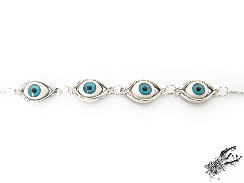 Antique Silver Evil Eye Choker Necklace, Evil Eye Necklace, Eyeball Necklace, Blue Evil Eye Necklace, Silver Evil Eye Necklace image 8