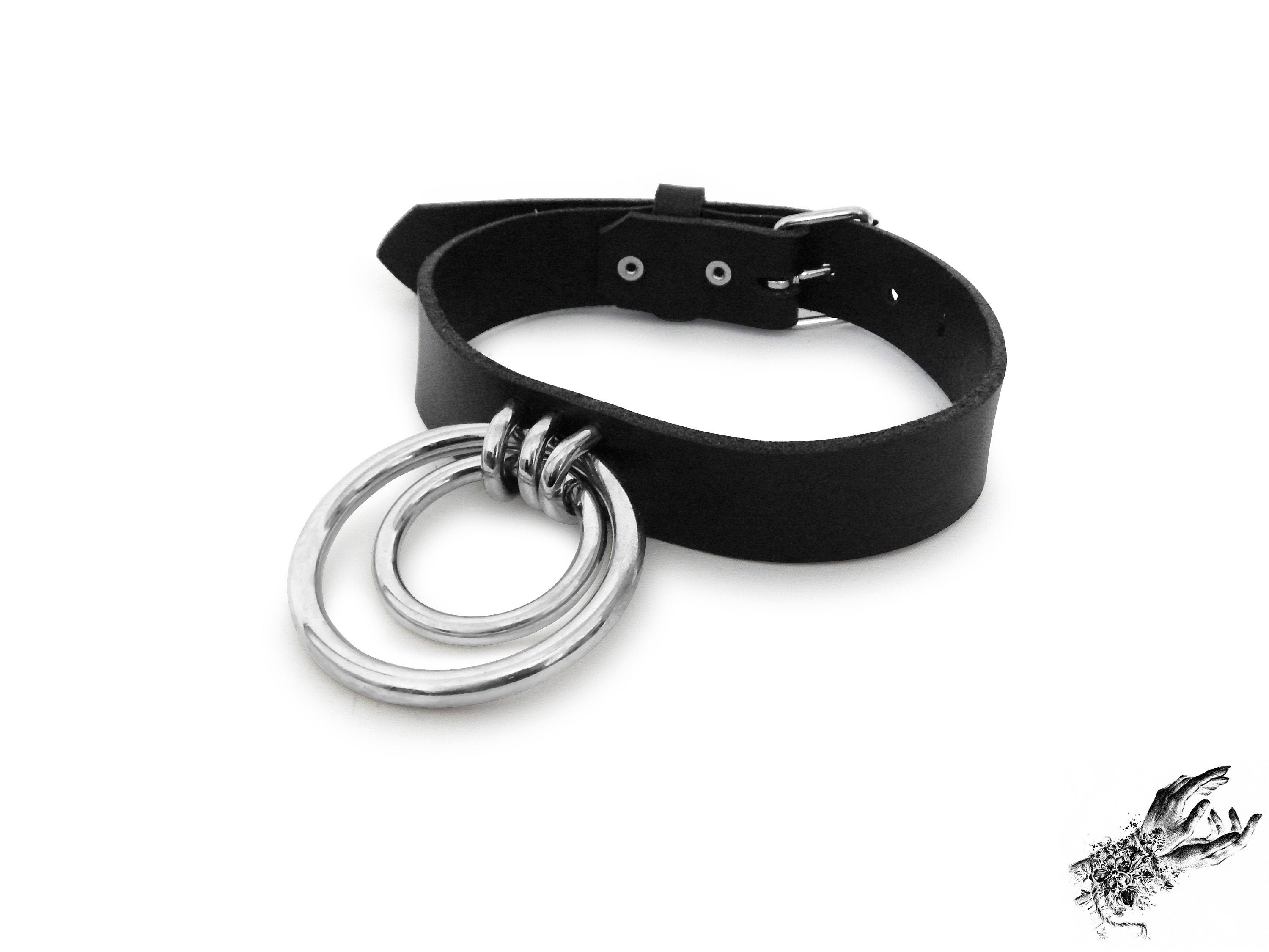 Black Double O Ring Choker Black Double O Ring Collar Black - Etsy Denmark