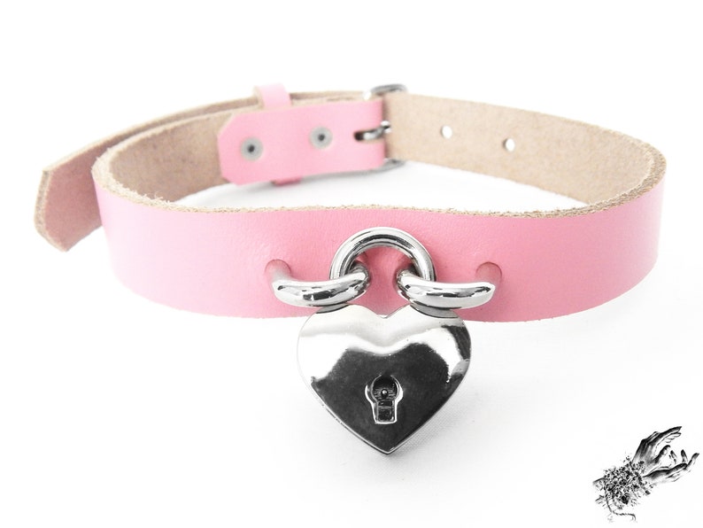 Pink Heart Padlock Choker With Key Pink Heart Lock Choker Etsy