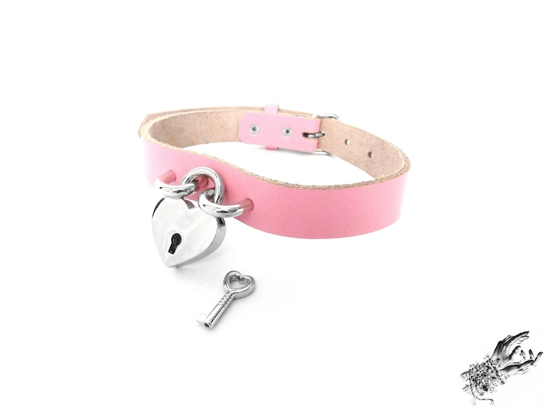 Pink Heart Padlock Choker With Key Pink Heart Lock Choker Etsy
