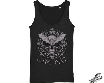 Gym Bat Skull Unisex Tank Top, Gothic Gym Tank Top, Gothic Gym Vest Top, Gothic Workout Top, Health Goth Vest Top, Occult Tank Top