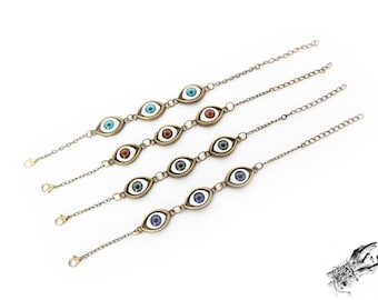 Antique Bronze Evil Eye Bracelet - Witchy Goth Jewellery