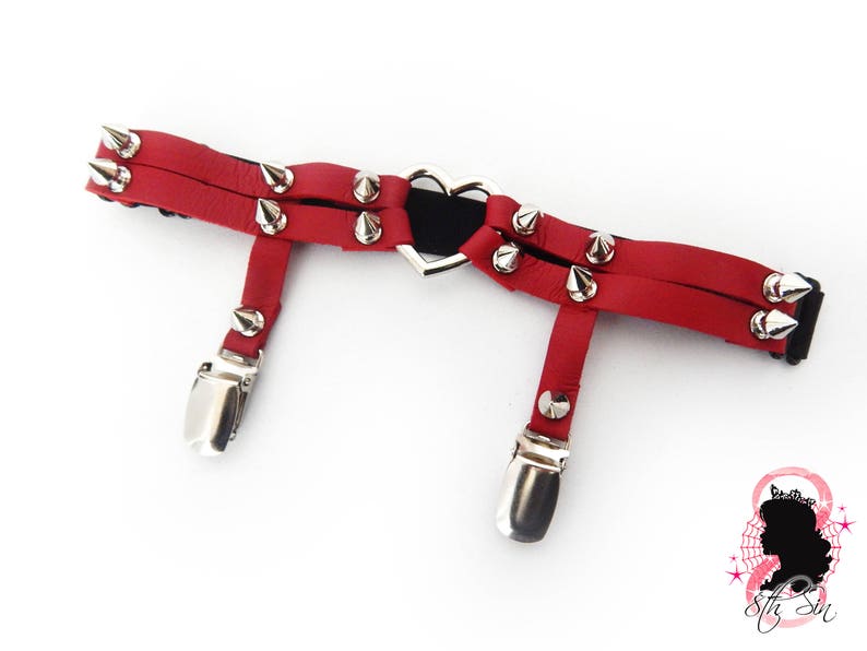 Red Heart Ring Garter Red Heart Garter Red Leather Heart Ring Thigh Garter Red Leather Heart Thigh Garter Red Heart Ring Leg Garter