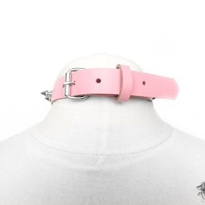 Pink Studded Heart Ring Choker, Pink Spiked Heart Choker, Pink Studded Heart Ring Collar, Pink Love Slave Collar, Pink Spiked Heart Collar image 5