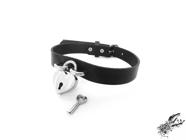 Black Heart Padlock Choker With Key Black Heart Lock Choker Etsy