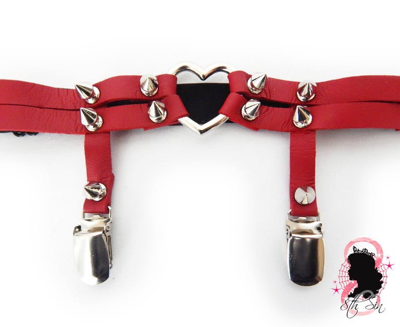 Red Heart Ring Garter Red Heart Garter Red Leather Heart Ring Thigh Garter Red Leather Heart Thigh Garter Red Heart Ring Leg Garter