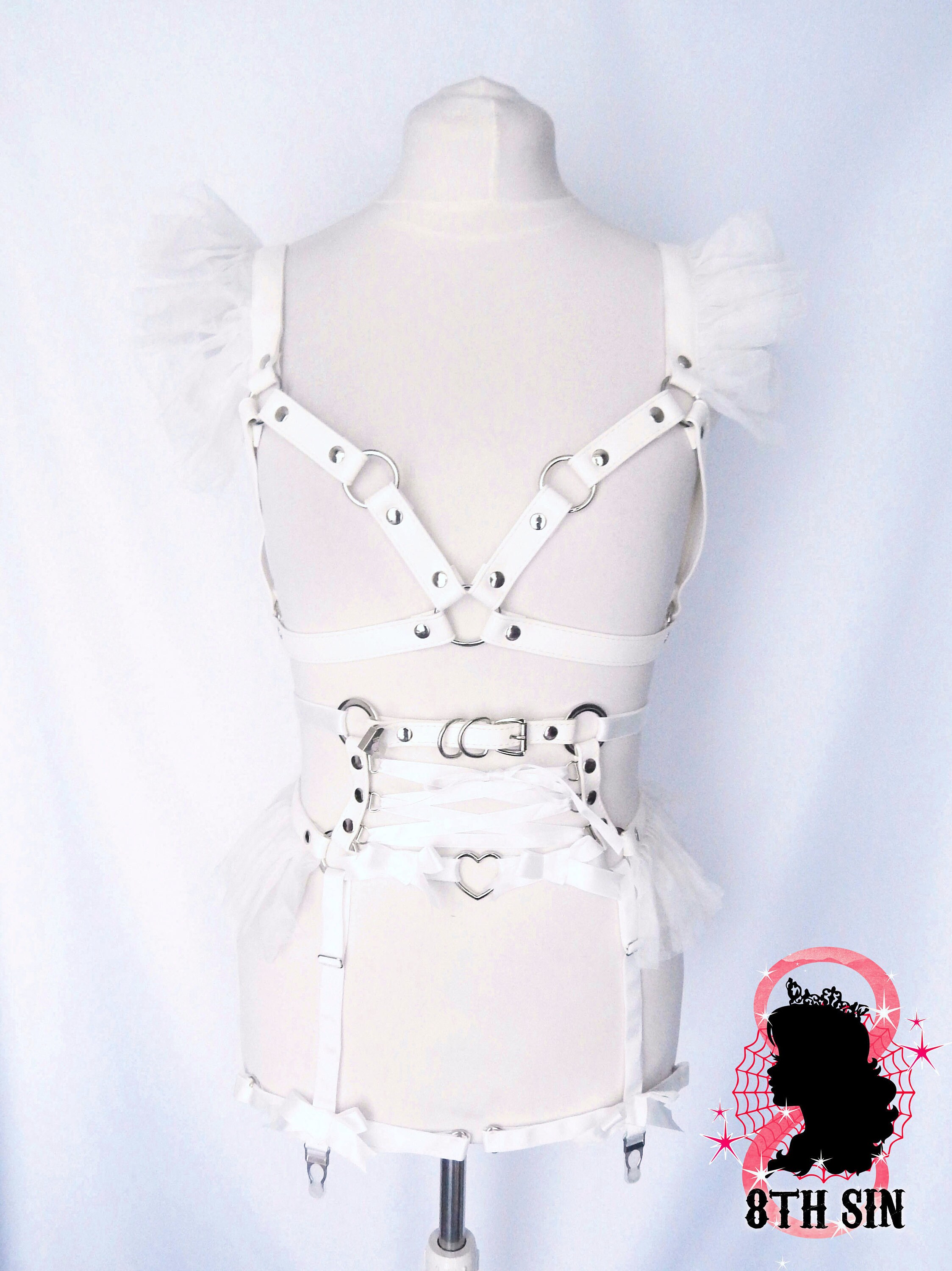 White Tulle and Corset Body Harness Set White Corset Harness | Etsy