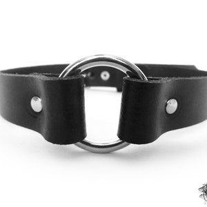 Black O Ring Choker, Black O Choker, Leather O Ring Choker, Black O Ring Collar, Black O Collar, BDSM Collar Discreet, Love Slave Collar image 3