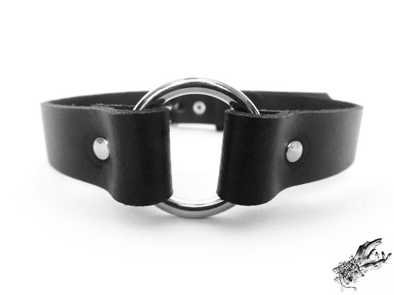 Black O Ring Choker, Black O Choker, Leather O Ring Choker, Black O Ring Collar, Black O Collar, BDSM Collar Discreet, Love Slave Collar image 3